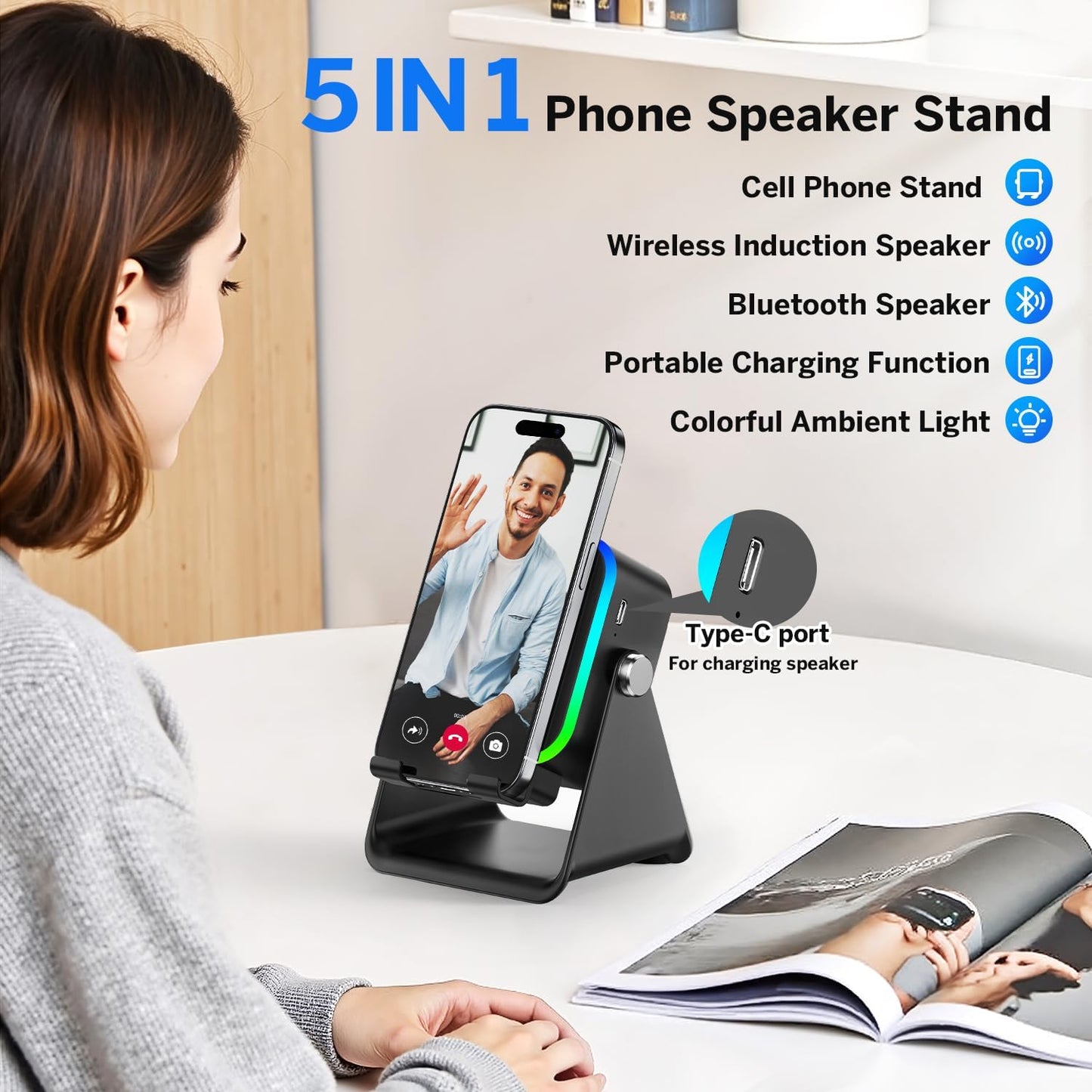 SoundDock– 5-in-1, The Smart Stand That Charges, Plays and Glows
